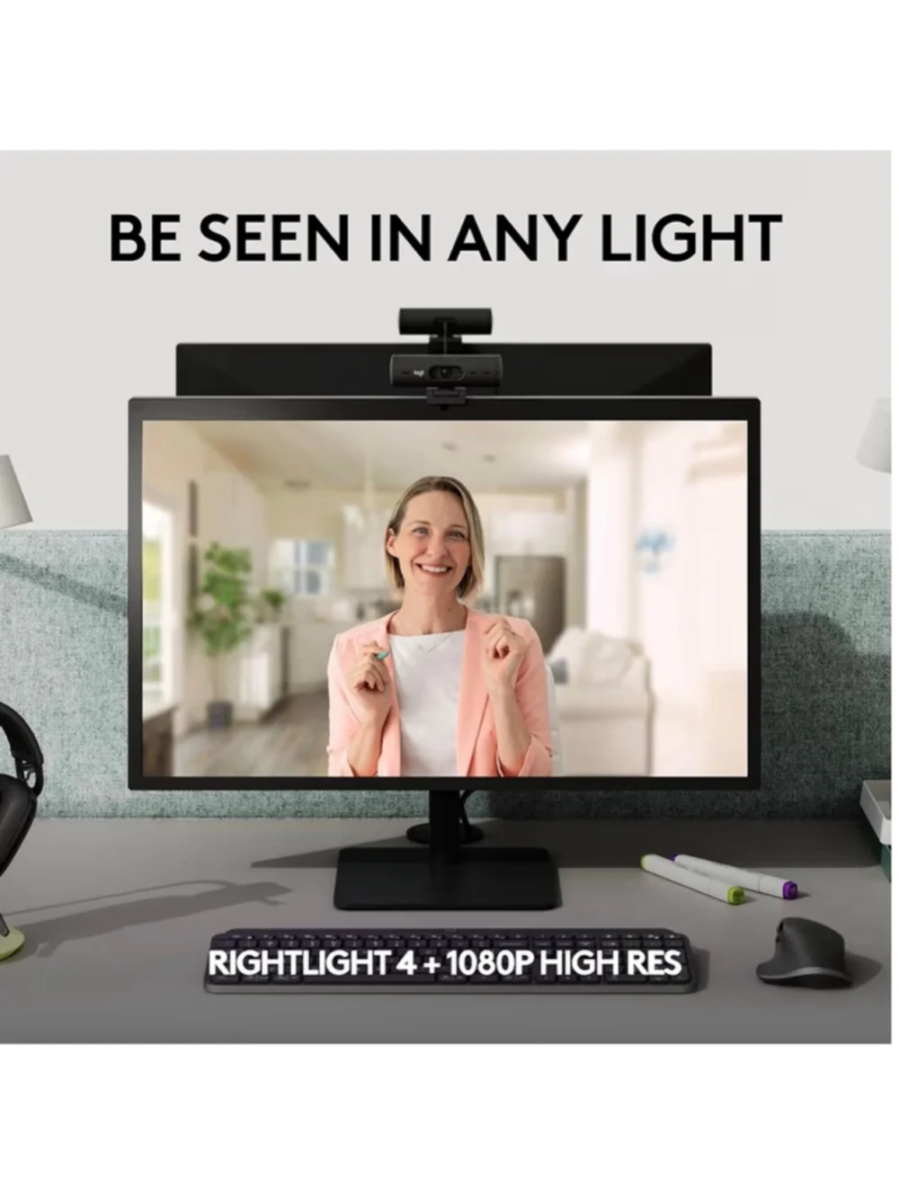 NEW Logitech Brio 505 Full HD 1080p Webcam auto Light Correction framing